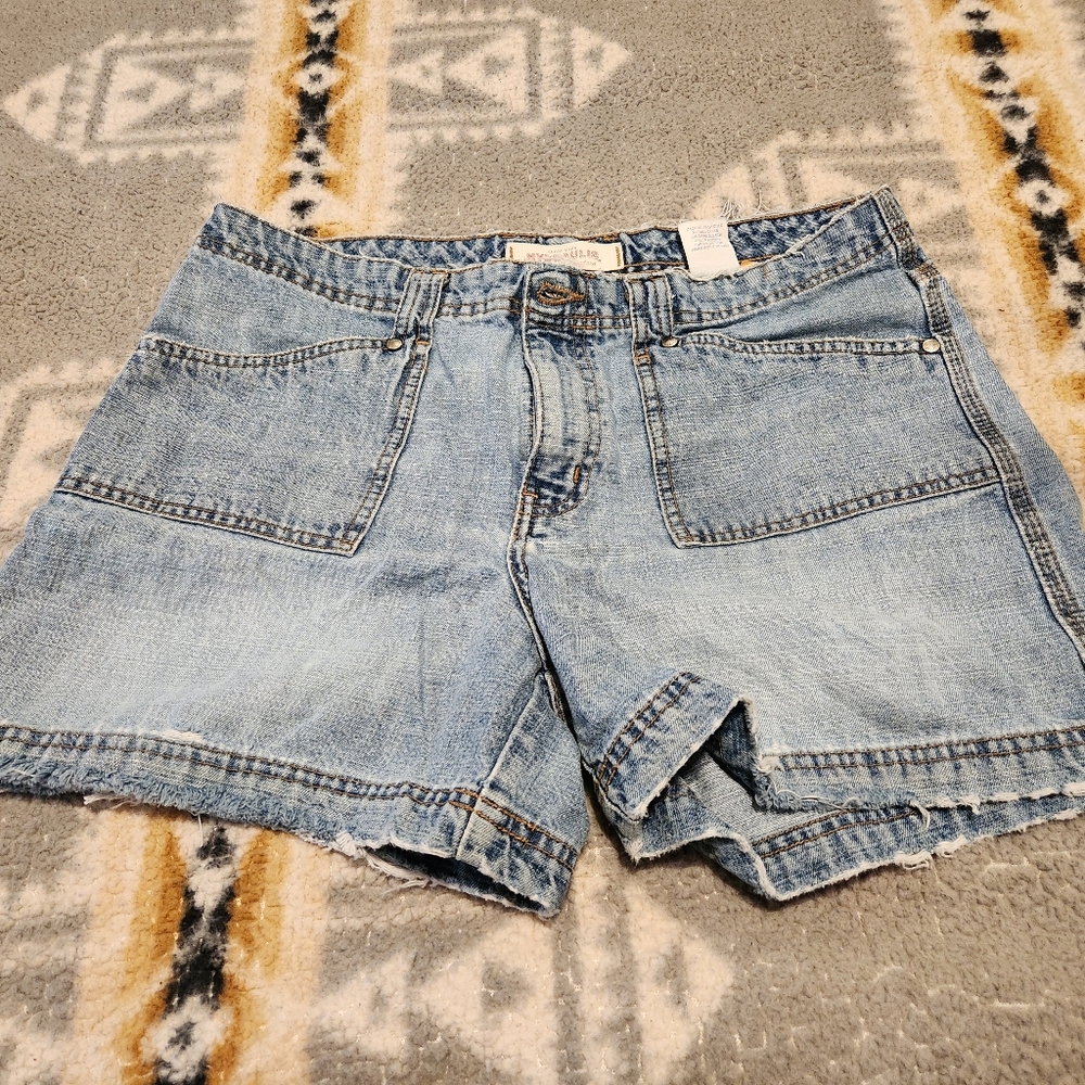 Hydraulic Faded Denim Blue Jean Utility Shorts Sz 11/12